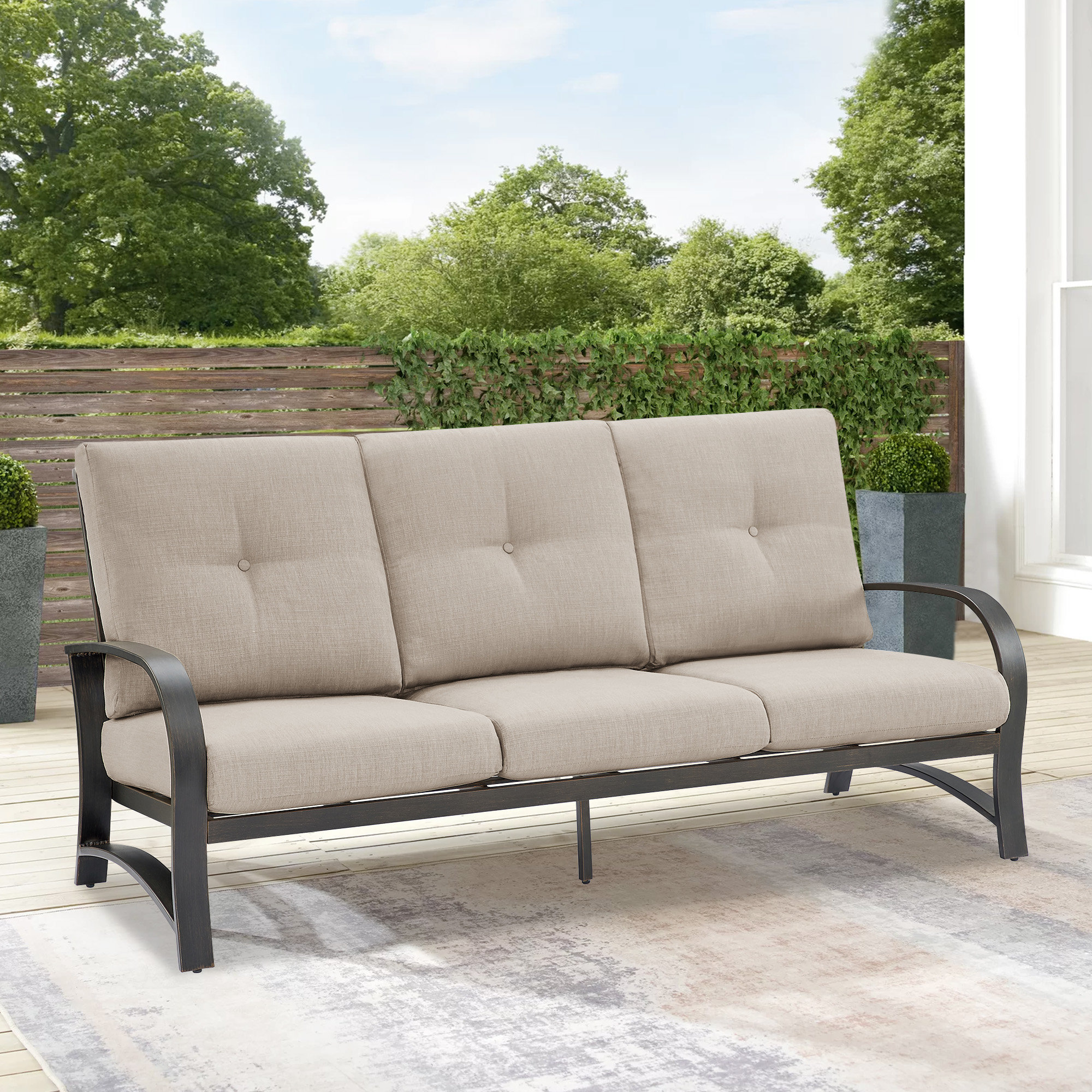 82.3'' Metal Outdoor Patio Sofa with Sunbrella Cushions