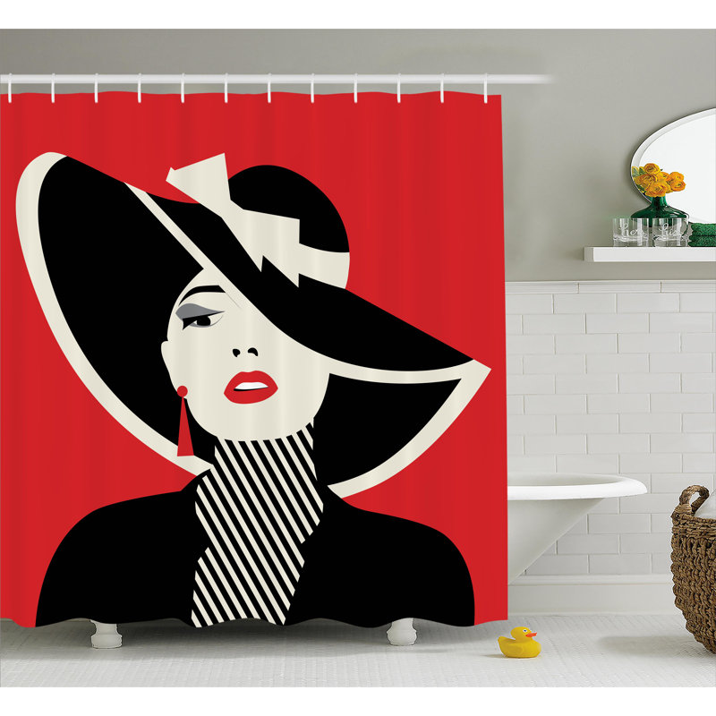 Rideau de douche simple Amaris Decor Chic Women in Hat, H 70 po x l 69 po