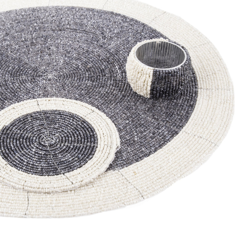 Cromwell Glass Patchwork Round, Grey/White