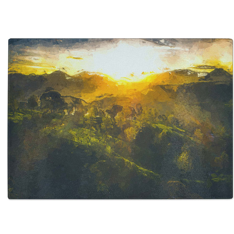 Tempered Glass Sunlight over the Countryside Chopping Board, 28.5 cm W x 20 cm L