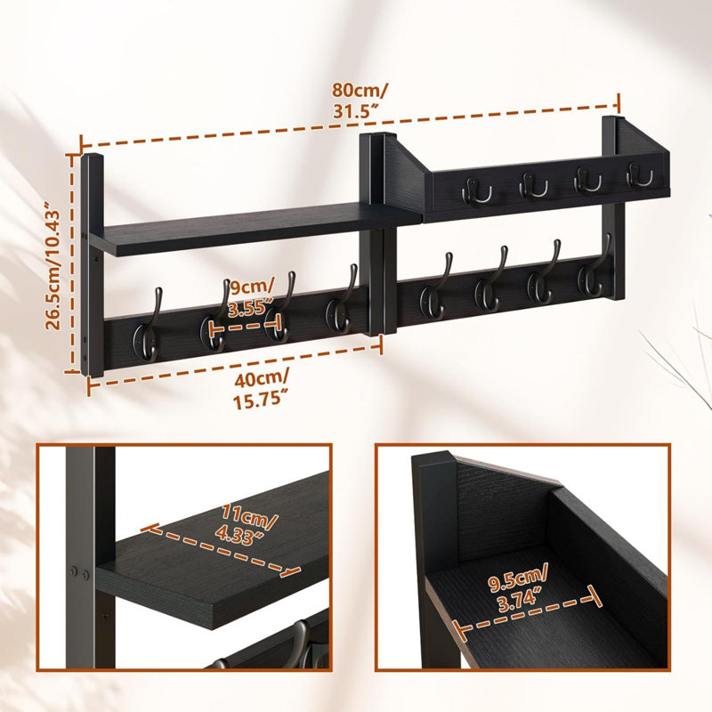 Wood Wall Organizer, Black