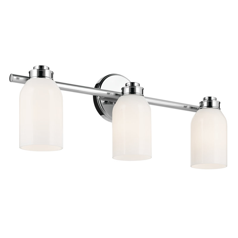 24.25" 3-Light Vanity Light with White Opal Glass, Chrome