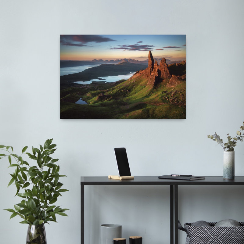Art contemporain contemporain, paysage de montagne abstrait, H 16 po x l 24 po