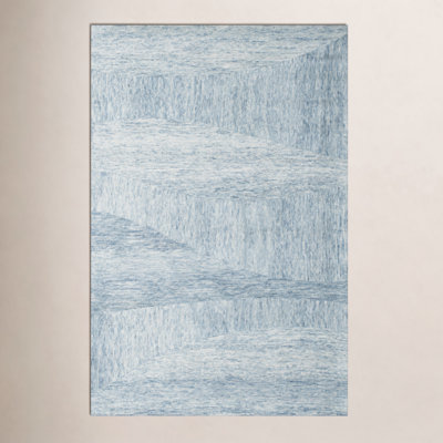 Kempner Hand-Tufted Blue/Ivory Wool Area Rug