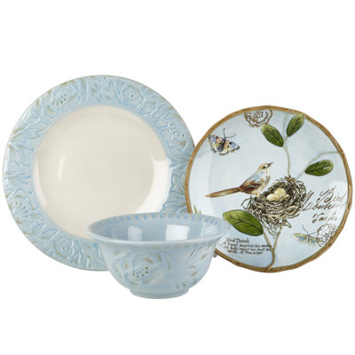 Fitz and Floyd Toulouse Blue 12-Pc Dinnerware Set, Service For 4
