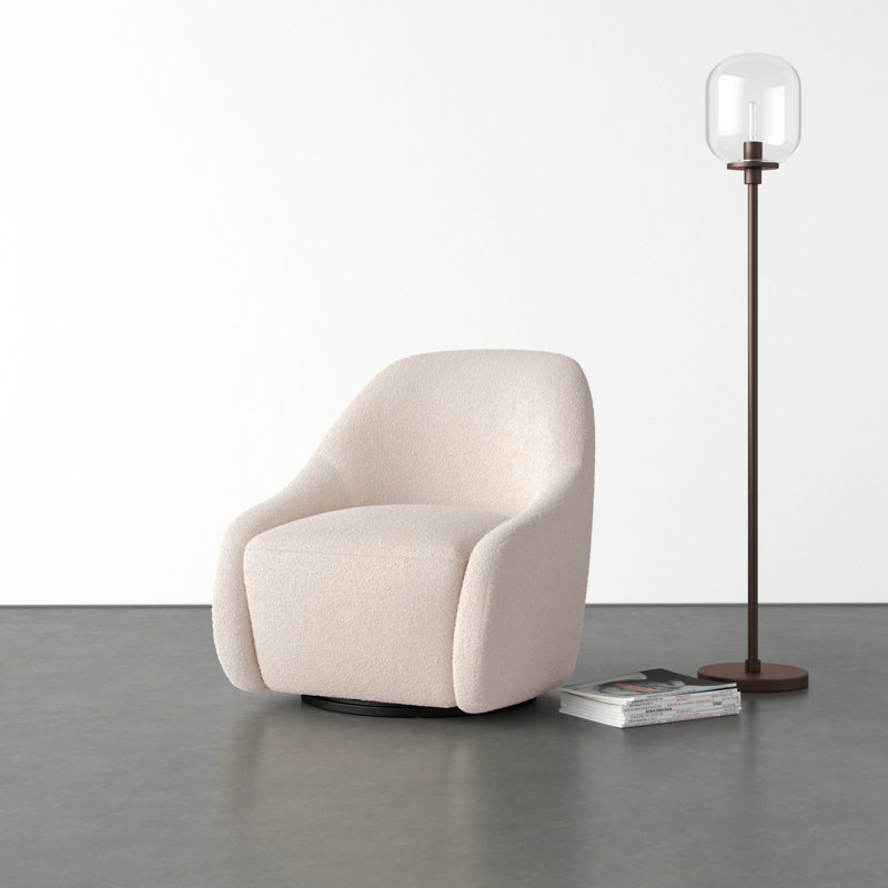 Fiera Upholstered Swivel Barrel Chair, Knoll Sand