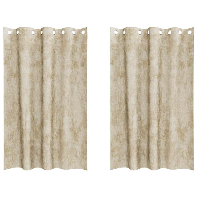 Alithia Velvet Room Darkening Curtain Pair, 140cm Width x 175cm Drop, Cream