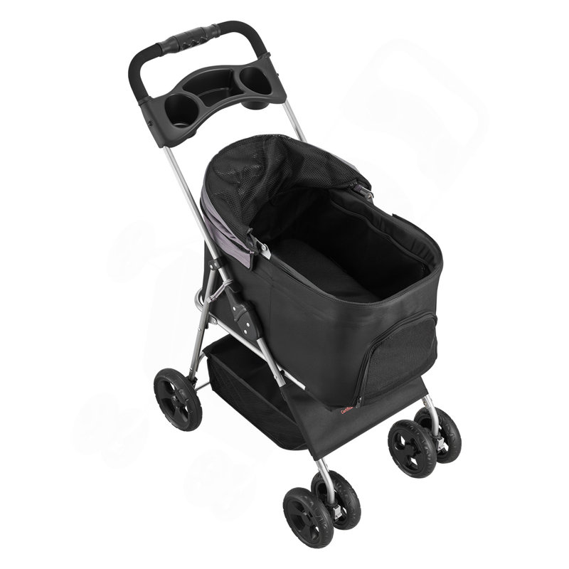 Poussette pour chien pliable pour animaux 4 roues transportable et amovible jusqu'à 35 lb