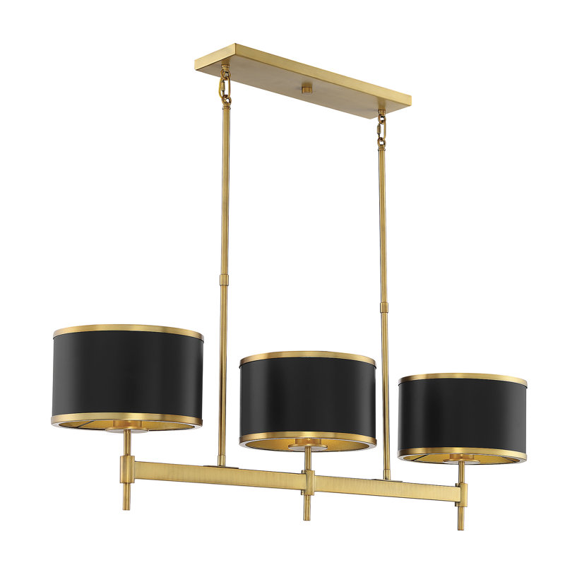 Braselton 3 - Light Kitchen Island Pendant, Brass, Black