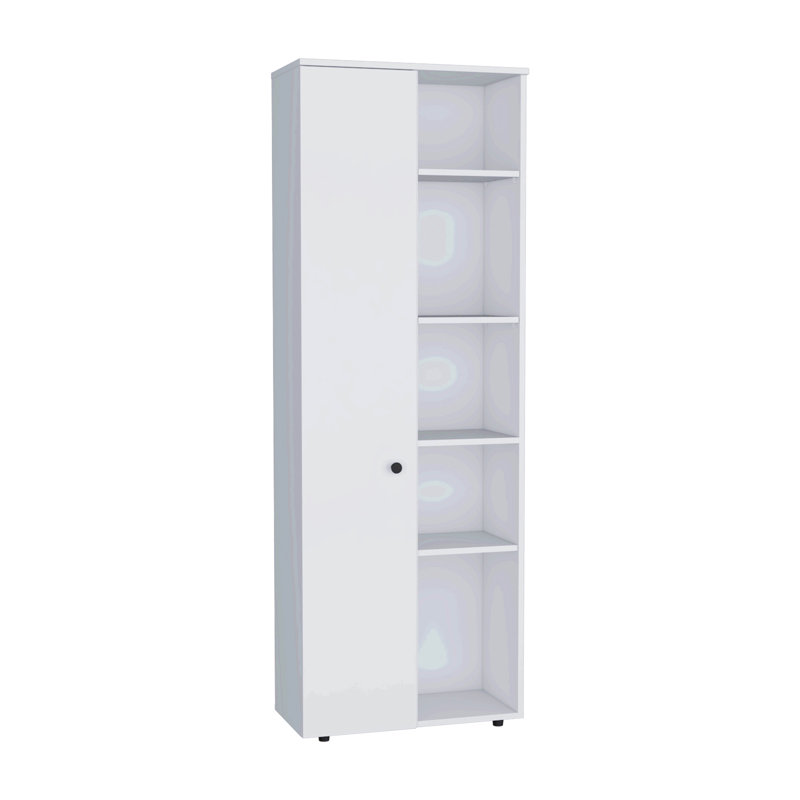 Armoire de cuisine avec cinq tablettes intérieures et extérieures, Blanc