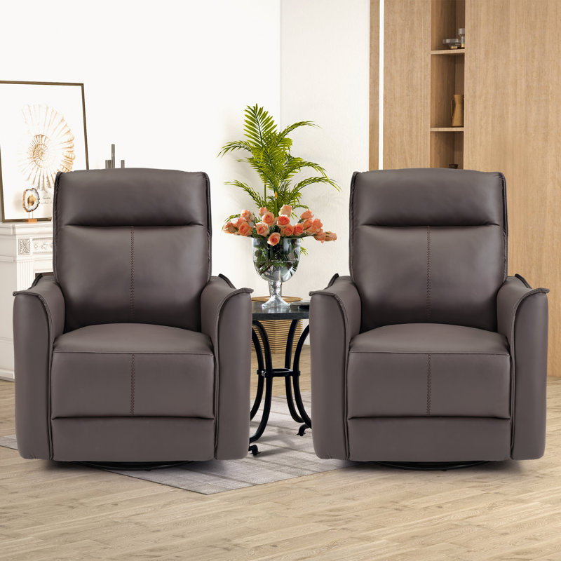 Fauteuil inclinable manuel pivotant et berçant moderne de 31,5 po de large Kayelyn (ensemble de 2)