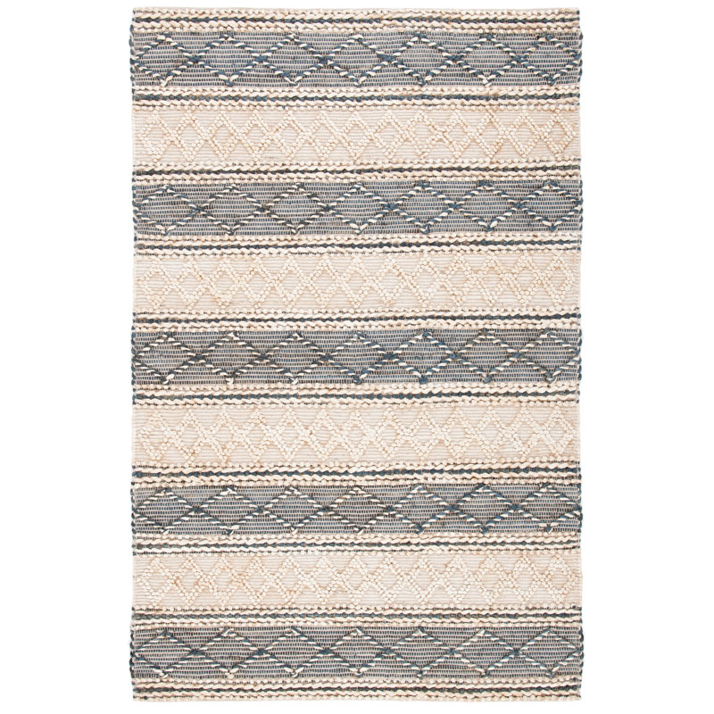 Clairvaux Natural Fiber Flat Weave Jute/Cotton Geometric Rug in Natural/Gray, Rectangle 4' x 6'