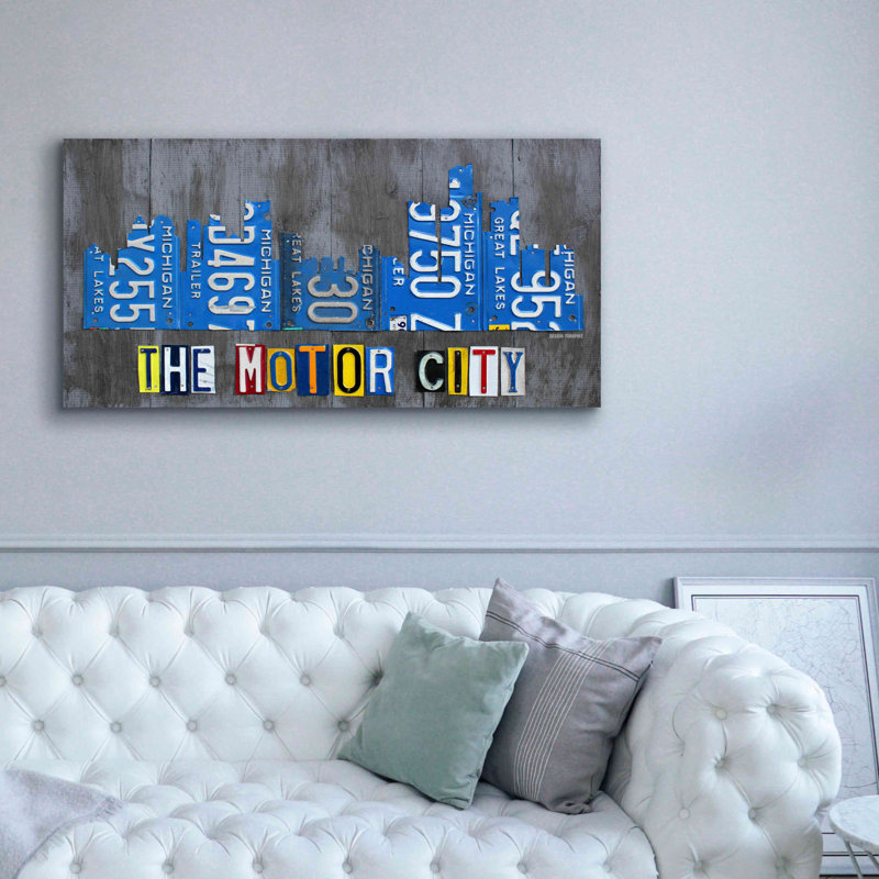 Plaque de licence «Detroit City Skyline» par Design Turnpike par Epic Graffiti