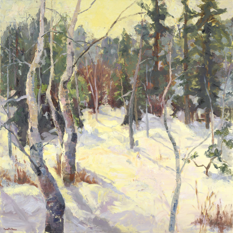 «Four Seasons Aspens IV», peinture sur toile, Toile tendue
