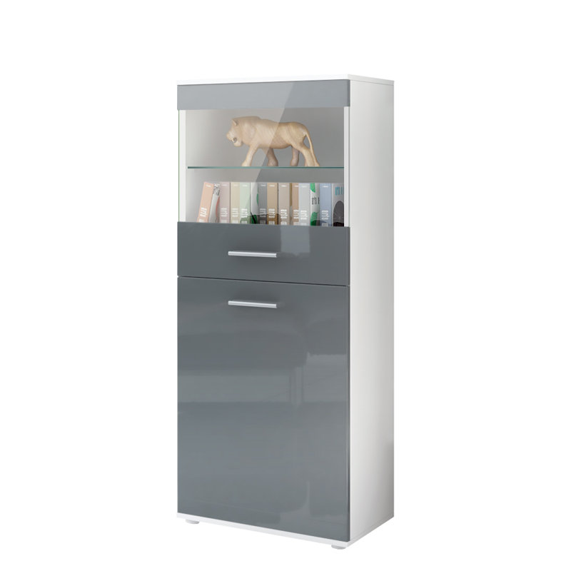 Kinser Curio Cabinet, Grey, Without