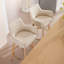 Lovetro 67.5cm H Swivel Counter Stools Linen Upholstered with Rubberwood Legs and Gold Footrest (Set of 2)-1017937909