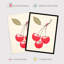Wall Art Print Red Smudge Cherries on Stem with Leaf Bright Alabaster Retro Kitchen Painting Poster