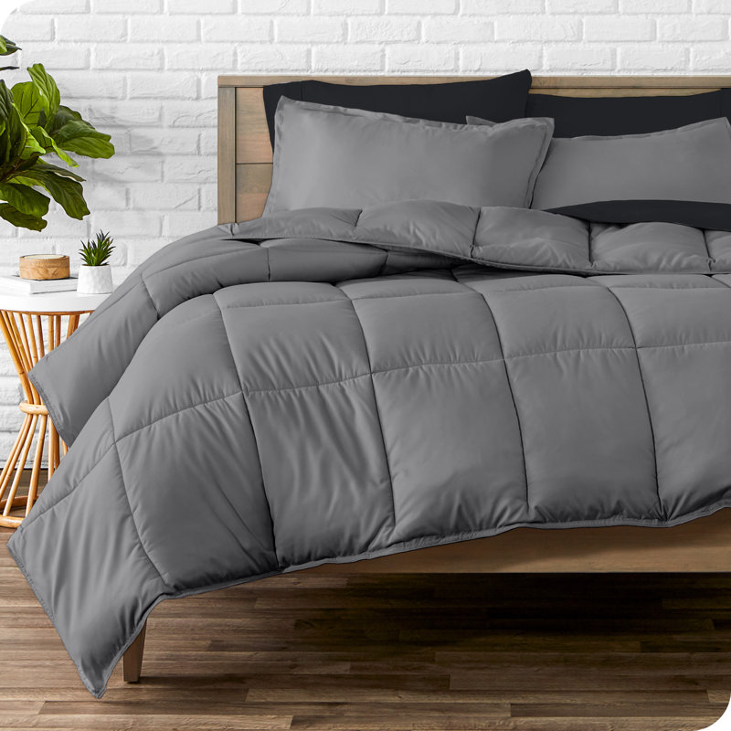 Microfiber Bed-In-A-Bag, Gray/Black, King Comforter + 6 Additional Pieces