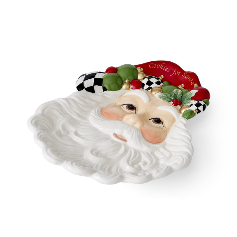 Spode Christmas Tree Blk/Wht Black&White Santa Plate 12"