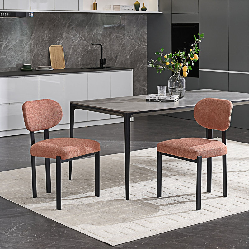 Ensemble de 2 chaises de salle à manger rembourrées, Orange