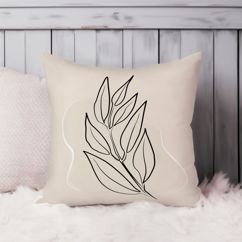 Botanical Leaf Beige Leaves Modern, 18"H x 18" W