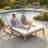 Adjustable Outdoor Double Lounge Chair With Cushions - Solid Wood Patio Chaise For Poolside, Garden, Or Balcony-1259747885