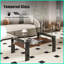 Table basse de salon en verre trempé gris - facile à nettoyer, rangement en panneau de fibres à densité moyenne, pieds en fer durable, capacité de 220 lb-1079612223-1079612222