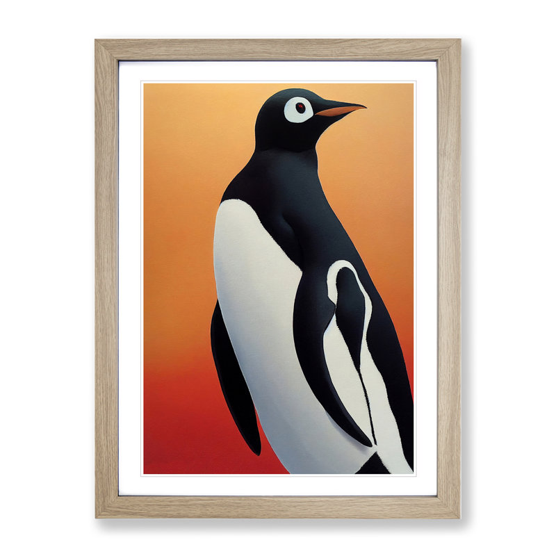 View Of The Penguin - Wall Art, 66cm H x 48cm W, Oak Picture Frame, White