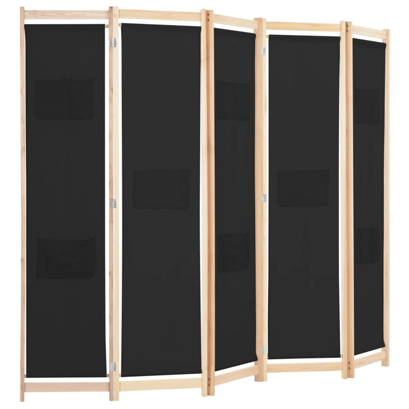 Rizzo 170cm H Folding Room Divider, Black, 5, 200 x 170cm
