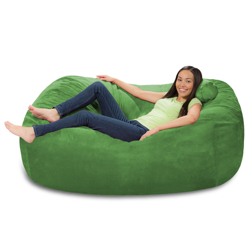 Bean Bag Chair Lounger - Large 6-Foot Shredded Memory Foam Bean Bag Chair - Removable, Machine Washable Microfiber Cover - Cozy 2-Person Breton Brand Sofa Lounger for Reading, Relaxing, and Gaming, in Multiple Colors and Fabrics