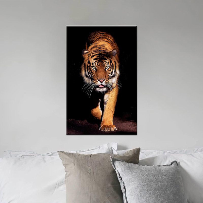 Superbe tigre, art mural: animal sauvage, cadeau d'homme des cavernes, toile tendue 1P