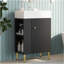 Meuble-lavabo noir 21,6 po, armoire combinée, meuble de rangement pour salle de bain, lavabo simple en céramique, rangement à gauche-136448013