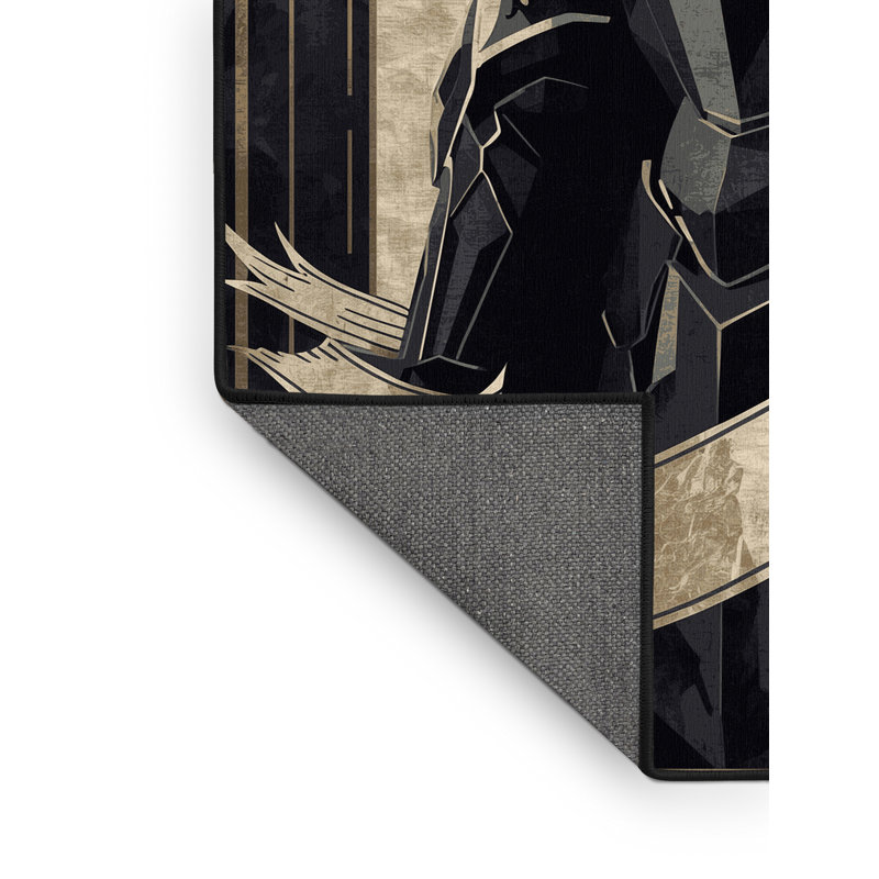 Soft Plush Dunmire Undead Knight Art Deco Geometric Area Rug in Gray – Black Binding, 3x5