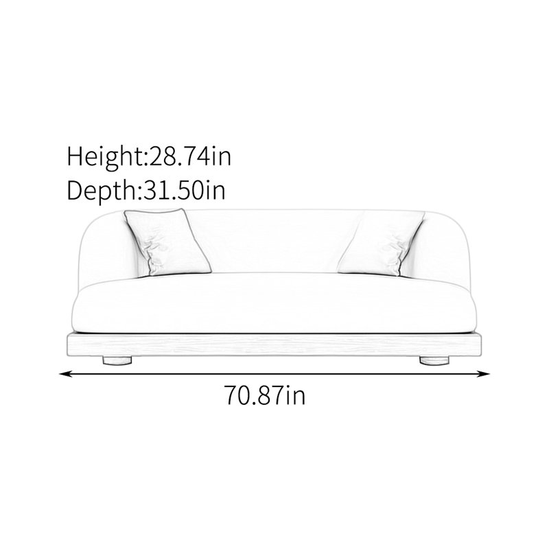 Canapé créatif simple, Blanc cassé / blanc, H 28,74 po x l 70,87 po x P 31,5 po