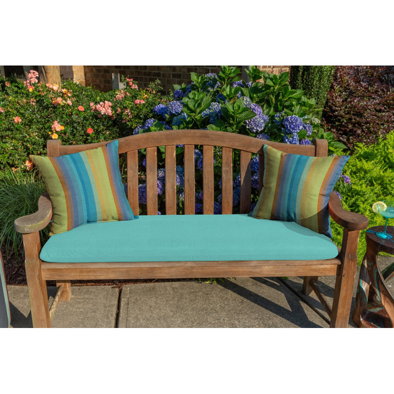 Casual Cushion Stripe Sunbrella® Fabric 1-Piece Indoor/Outdoor Square Throw Pillow, 18"W x 18"L, Astoria Lagoon, 18"H x 18"W