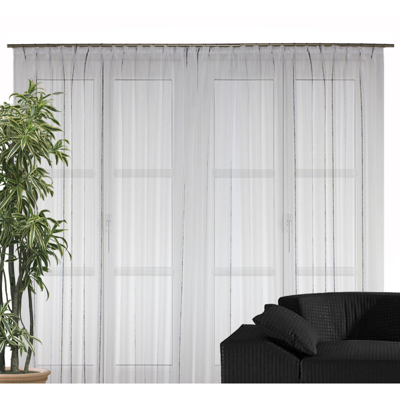 Forsman Semi Sheer Curtain Single Panel, Grey/Brown/Blue, 225cm H x 750cm W