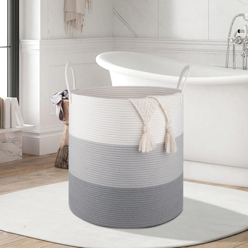 100L Collapsible Laundry Hamper - Large Woven Clothes Basket For Bedroom, Nursery & Living Room - Soft Blanket Storage With Sturdy Handles
