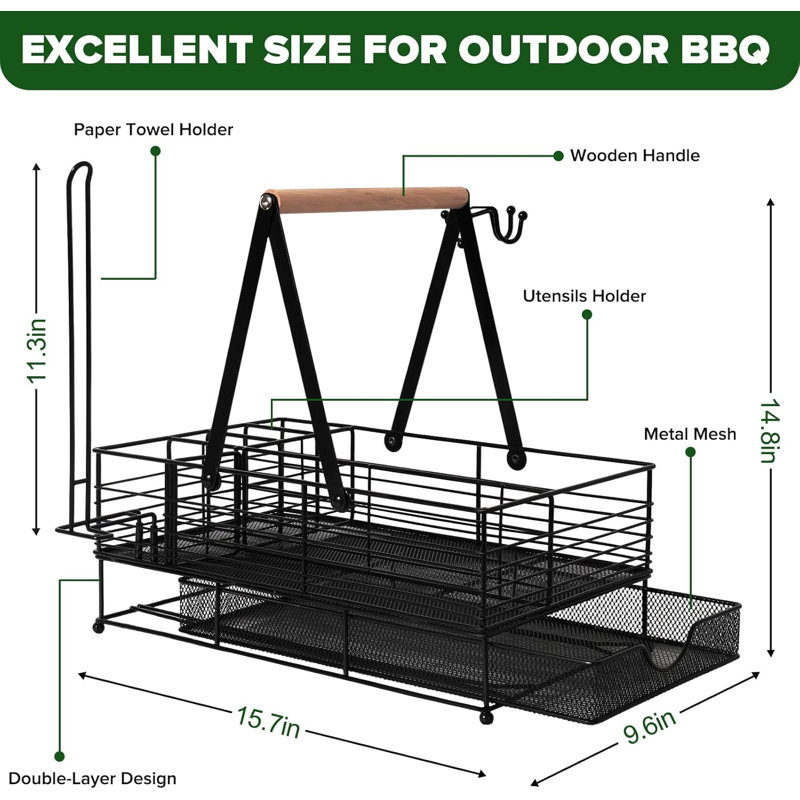 Porte-assiettes et porte-ustensiles pour barbecue d'extérieur