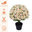 Décoration florale artificielle résistante aux rayons UV de 24 pouces en fausse fleur artificielle en forme de lotus adaptée aux espaces intérieurs et extérieurs (rose pêche), 2 pots par / ensemble-1469850128