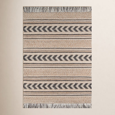 Alberta Beige Gray Hand-Woven Southwestern Jute Rug