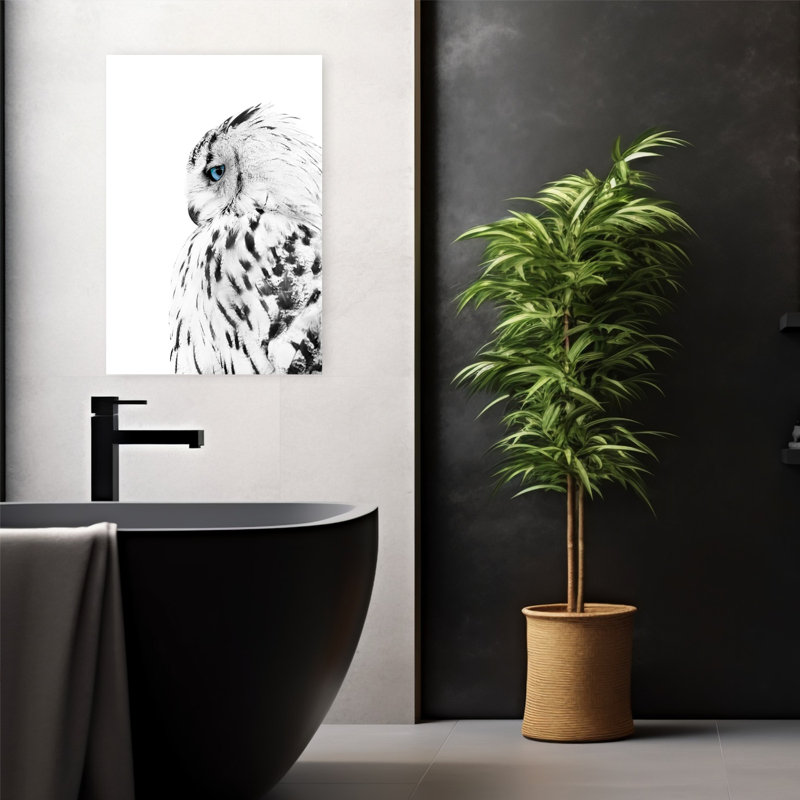 Hibou blanc abstrait hibou contemporain, H 24 po x l 16 po