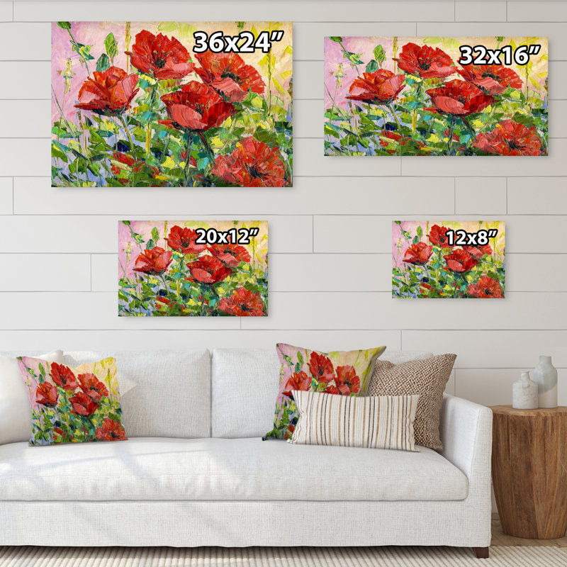 Fleur de coquelicot - peinture sur toile encadrée, H 8 po x l 12 po x P 1 po, Toile tendue