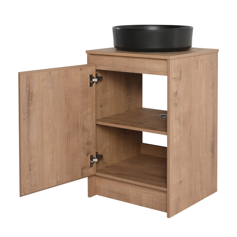 Meuble-lavabo simple 20 po avec comptoir en céramique, Noir