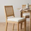 Chaises de cuisine en lin rembourrées à dossier en rotin - Ensemble de chaises de salle à manger de style Mid-Century moderne avec structure en bois franc naturel-211960410