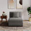 Fauteuil d'appoint rembourré en velours côtelé gris clair Milbrey avec dossier coussiné et pieds en bois massif Milbrey-27806437-9778269