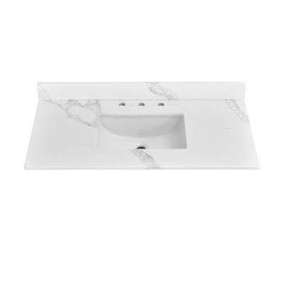 42" W  Quartz Vanity Top With Undermount Sink & Backsplash