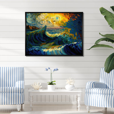 Vagues sauvages se brisant au coucher du soleil I - impression