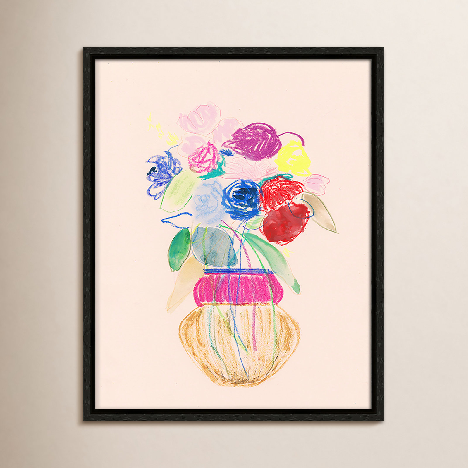 Simple Floral Collection "Simple Floral II" Print by Bea Dina, Espresso Floater Framed Canvas, No Mat
