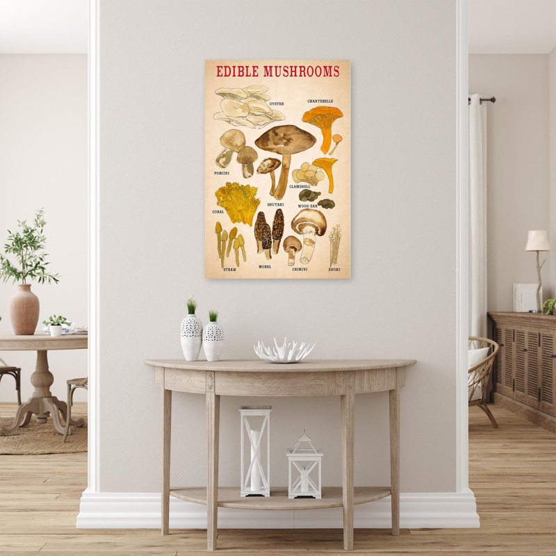 Champignons comestibles - impression sur toile tendue, H 36 po x l 24 po x P 1,25 po