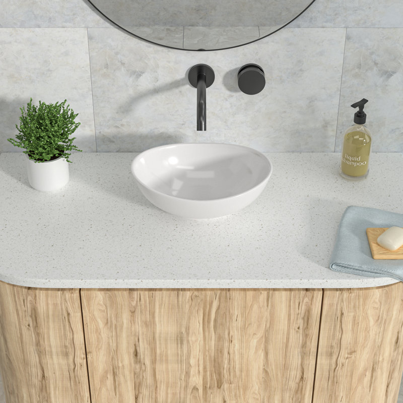 16'' x 13'' White Ceramic Vessel Bathroom Sink, Modern Above-Counter Vanity Basin for Contemporary Bathrooms